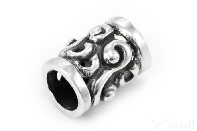 WINDALF Mittelalter Haar& Bartperle MOODY Ø 8 mm Lebens Spiralen Silber - Windalf.de