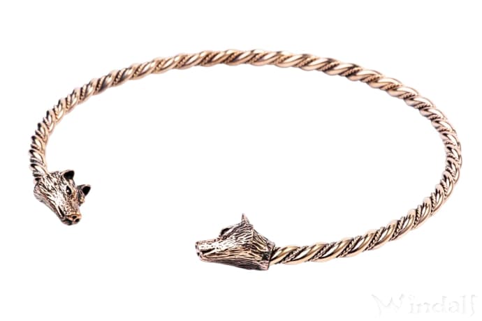 WINDALF Frauen Torques JANA &Oslash; 12 cm W&ouml;lfe Halsschmuck Handarbeit Bronze - Windalf.de