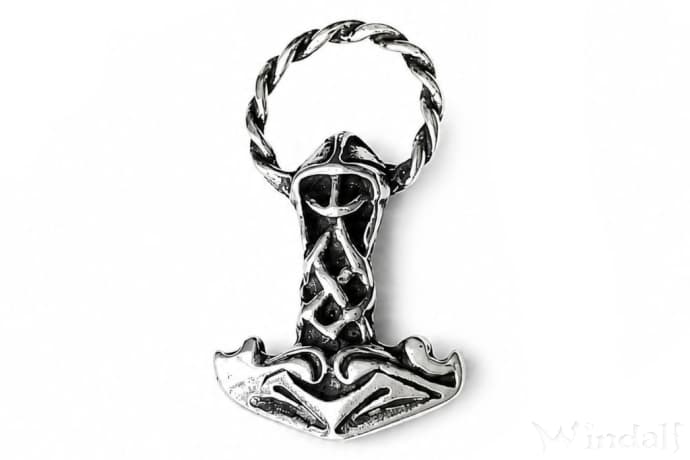 WINDALF Vikings Schmuck Anh&auml;nger RAGNAR 3.3 cm Thorshammer Silber - Windalf.de