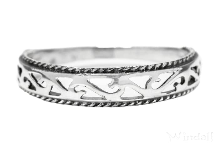 WINDALF Wikingerring SOPHIE 4 mm Zarte Florale Ornamentik Bohemia Midi Ring Silber - Windalf.de