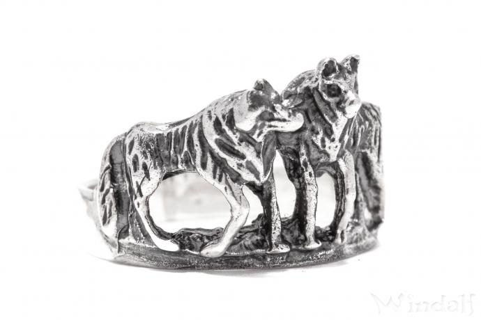 WINDALF Vikings Wolfring FENRI 13 mm Wolfs-Paar Krafttier Schatten-Wolf Silber - Windalf.de
