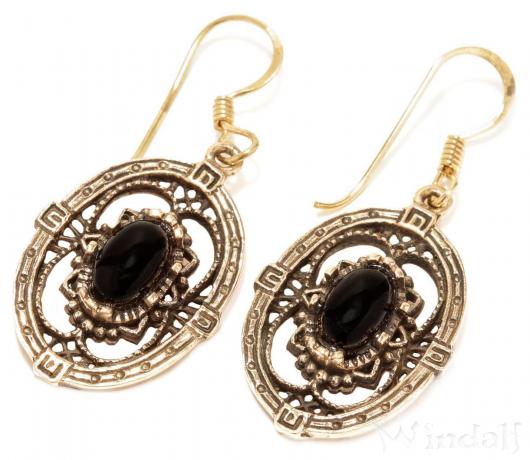 WINDALF Bohemia Ohrhänger GRACE 3.9 cm Schwarzer Schutz-Onyx Bronze WINDALF Bohemia Ohrhänger GRACE 3.9 cm Schwarzer Schutz-Onyx Bronze - Windalf.de
