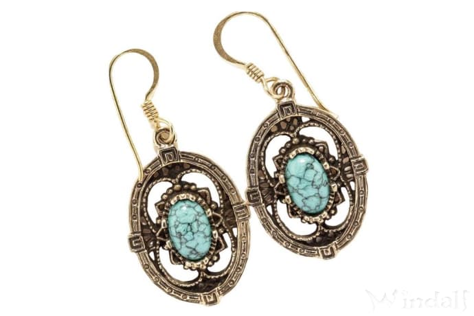 WINDALF Bohemia Ohrhänger GRACE 3.9 cm Türkis Ohrringe Vintage Bronze WINDALF Bohemia Ohrhänger GRACE 3.9 cm Türkis Ohrringe Vintage Bronze - Windalf.de