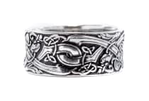 WINDALF Breiter Silberring FERON 10 mm Wikinger Bandring Fenris Wolf Knoten Silber WINDALF Breiter Silberring FERON 10 mm Wikinger Bandring Fenris Wolf Knoten Silber - Windalf.de