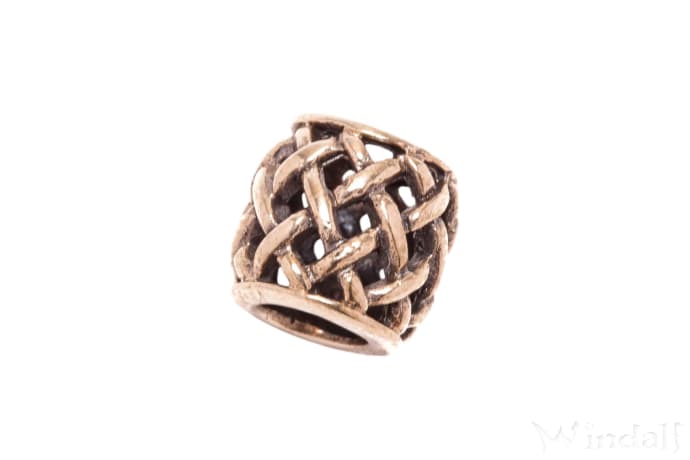 WINDALF Wikinger Haarperle Bartschmuck RAGNAR 8 mm Vikings Netz Muster Bronze - Windalf.de