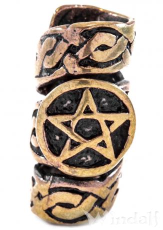 WINDALF Große Celtic Bartperle FLAITH 20 mm Kelten Schutz Pentagramm Bronze - Windalf.de