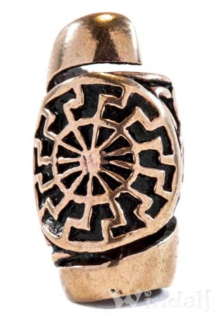 WINDALF Bartschmuck SCHWARZE SONNE 22 mm Große Haar& Bartperle Antik Bronze - Windalf.de