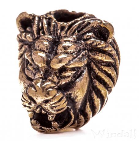 WINDALF Power Haar& Bartperle CLARENCE 14 mm Wappen Löwen-Kopf Bronze - Windalf.de