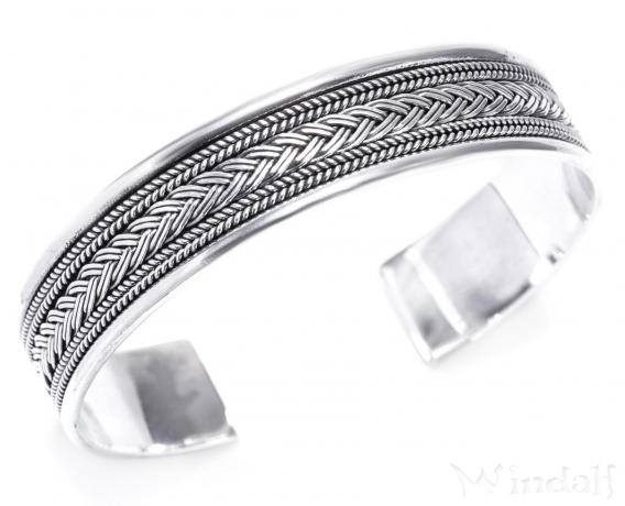 WINDALF Wikinger Armreif RONAR Ø 6.2 cm Flecht-Muster Handgeschmiedet Silber WINDALF Wikinger Armreif RONAR Ø 6.2 cm Flecht-Muster Handgeschmiedet Silber - Windalf.de