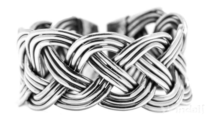 WINDALF Breiter Wikinger Ring ROHAN 11 mm Zopfmuster Offener Ring Freundschaftsring Handarbeit Silber - Windalf.de