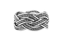 WINDALF Breiter Wunsch Ring ZORAN 12 mm Wikinger Zopf Muster Bandring Handarbeit Silber - Windalf.de