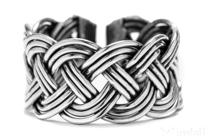 WINDALF Breiter Wikinger-Ring NORCIA 13 mm Größenverstellbar Partnerring Handarbeit Silber - Windalf.de