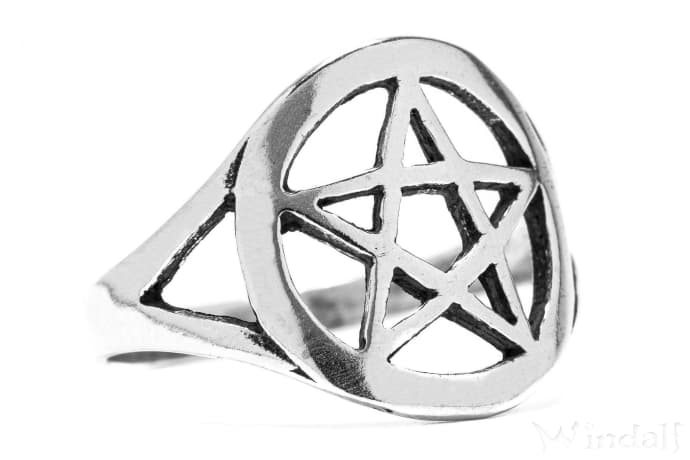 WINDALF Schutz Ring PENTAS 14 mm Pentagramm-Schmuck Silber - Windalf.de
