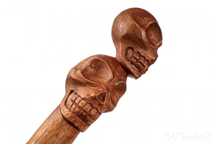 WINDALF Magier Wanderstab SKULL 130 cm 2 Totenköpfe Handgearbeitet aus Holz WINDALF Magier Wanderstab SKULL 130 cm 2 Totenköpfe Handgearbeitet aus Holz - Windalf.de