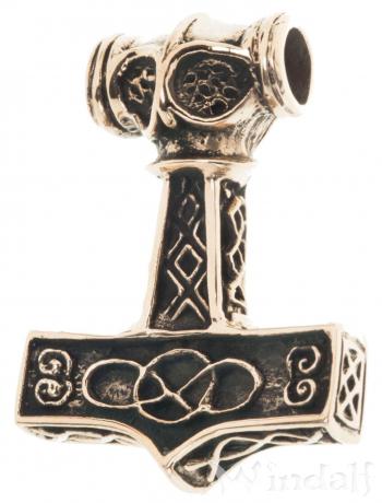 WINDALF Schmuck Anhänger THORGAARD 3.5 cm Großer Thorshammer Bronze - Windalf.de