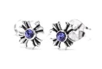 WINDALF Ohrstecker ACANA 6 mm Mittelalter Kreuz Blaue Steine Vintage Silber - Windalf.de