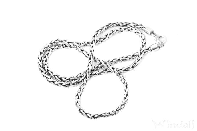 WINDALF Wikinger Hals-Schmuck FALKON 51 cm Panzer Halskette Zopfkette Handarbeit Silber - Windalf.de