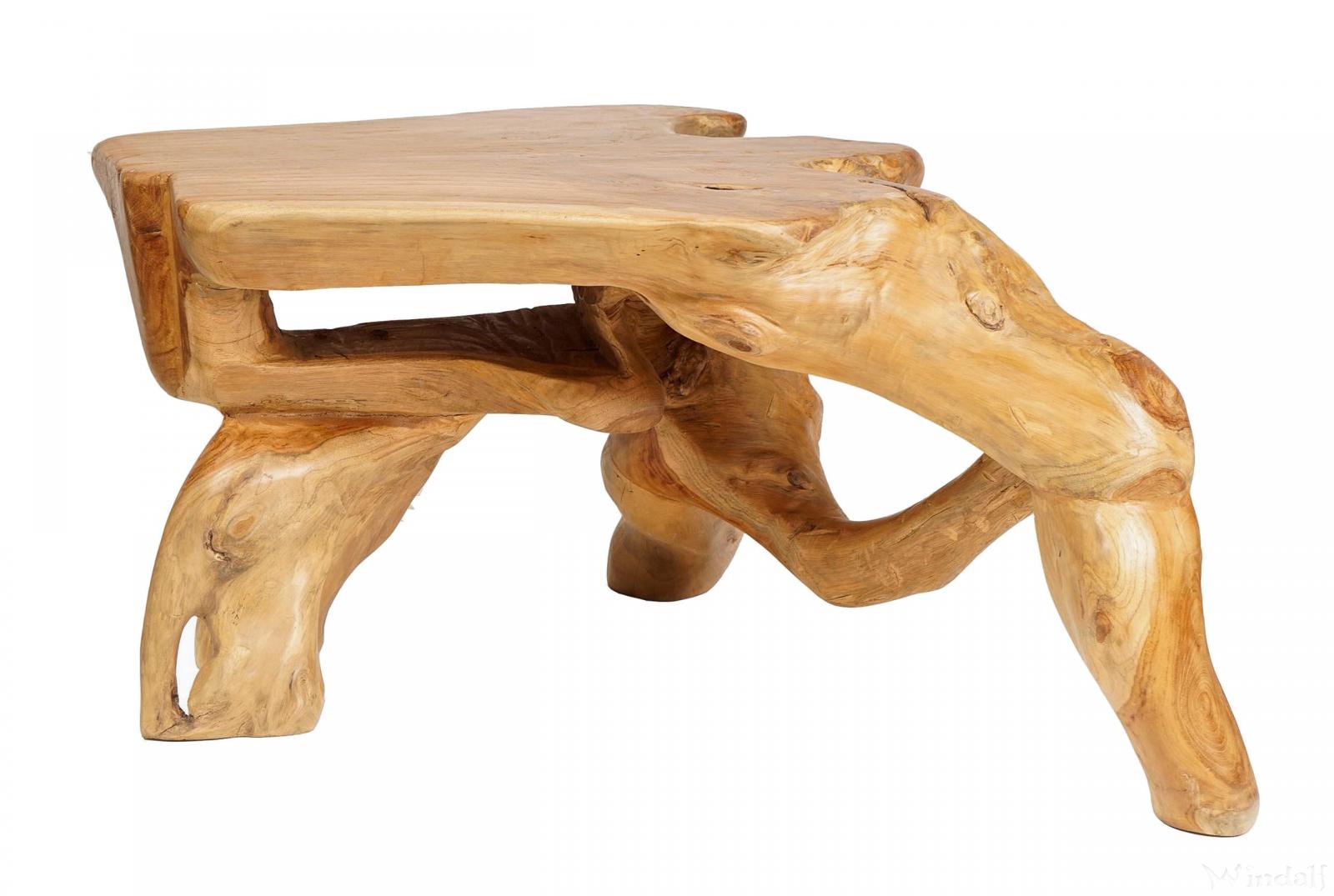 Natur Wohnzimmertisch ~ DIAMAN ~ 46 cm - Couchtisch mit Ablage - Unikat