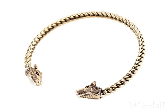 WINDALF Mächtiger Männer Halsreif STARK Ø 14 cm Wikinger Torques Halsschmuck Bronze - Windalf.de