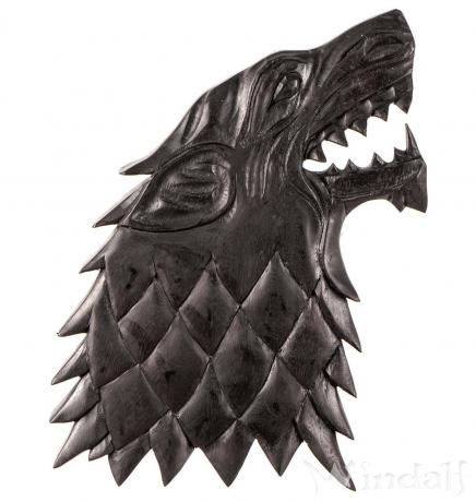 WINDALF Schwarzer Viking Wolf FENRIR 36 cm Schwarze Wikinger Wand Deko rechts schauend Handarbeit Holz - Windalf.de