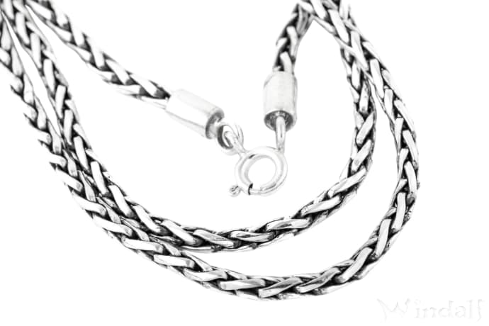 WINDALF Wikinger Hals-Silberkette FALKON 60 cm Starke Panzerkette Zopfkette Handarbeit Silber WINDALF Wikinger Hals-Silberkette FALKON 60 cm Starke Panzerkette Zopfkette Handarbeit Silber - Windalf.de