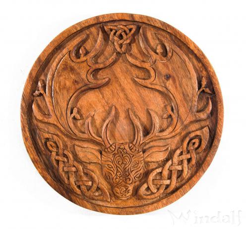 WINDALF Kelten Holzbild CERNUNNOS Ø 22 cm Hirsch Keltischer Wandgott Handarbeit Holz WINDALF Kelten Holzbild CERNUNNOS Ø 22 cm Hirsch Keltischer Wandgott Handarbeit Holz - Windalf.de