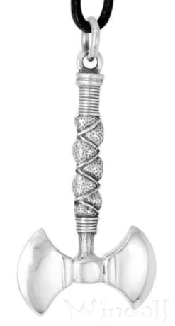 WINDALF Vikings Schmuck Anhänger BILDUR 4.2 cm Wikinger Doppelaxt Silber - Windalf.de