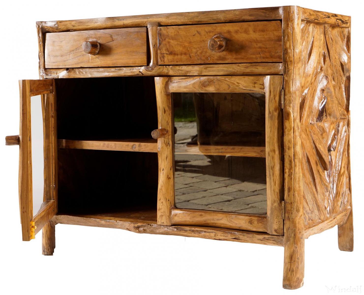 Handmade Kommode mit 2 Glastüren & 2 Schüben ~ FRODO ~ 96 cm - Auenland