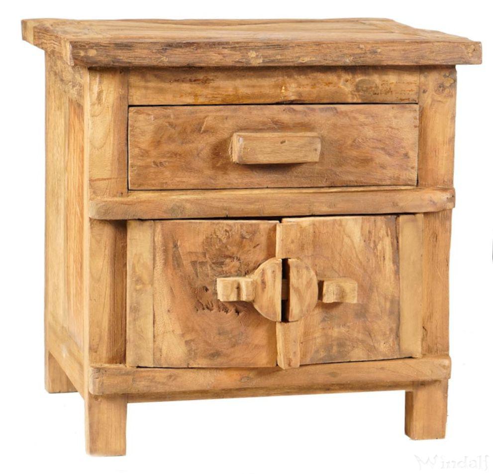 WINDALF Natur Nachttisch LOLOBY 51 cm Schublade & 2 Türen Landhaus