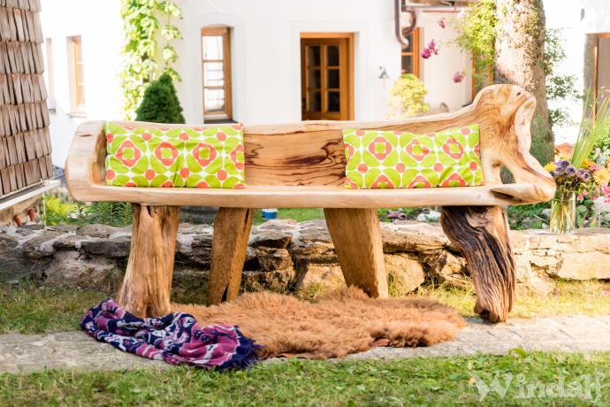 WINDALF Große Rustikale Sitzbank BERILA 182 cm Natürliche Holzbank