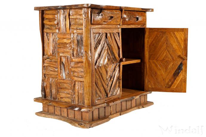 WINDALF Rustikale Vintage Kommode BILBO WINWOOD 107 cm Natur Anrichte Holzschrank Handarbeit aus Teakholz WINDALF Rustikale Vintage Kommode BILBO WINWOOD 107 cm Natur Anrichte Holzschrank Handarbeit aus Teakholz - Windalf.de