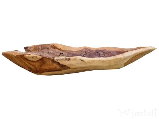WINDALF Schlanke Boot Holzschale ROSSI 74 cm Vintage Natur Brot& Baguetteschale Handarbeit - Windalf.de