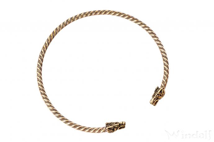 WINDALF Vikings Frauen Halsreif DRACON Ø 13 cm Vintage Drachen Halsschmuck Handarbeit Bronze - Windalf.de