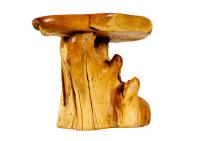 WINDALF Märchenhafter Teakholz-Tisch AWEN 60 cm Hobbithafter Couchtisch Handarbeit aus Wurzelholz - Windalf.de