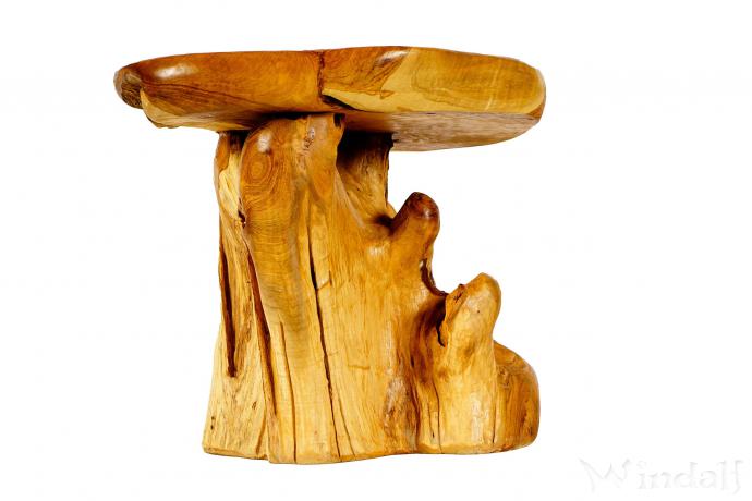 WINDALF Märchenhafter Teakholz-Tisch AWEN 60 cm Hobbithafter Couchtisch Handarbeit aus Wurzelholz - Windalf.de