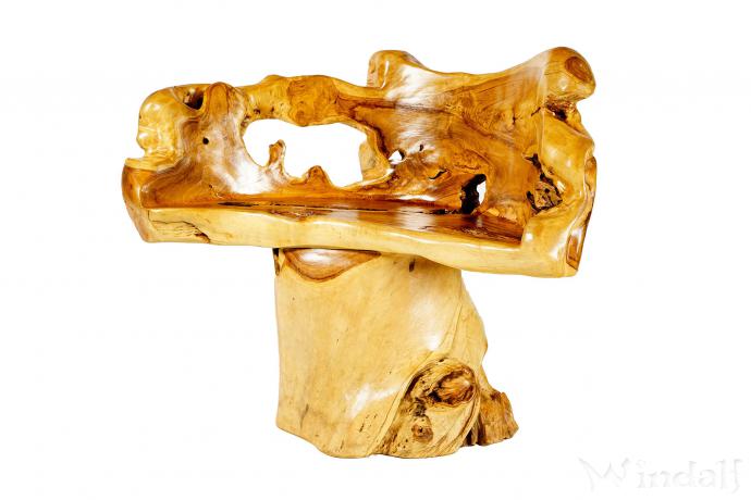 WINDALF Rustikale Kleine Holzbank EONWE 94 cm Natur Küchen Sitz-Teakstuhl Handarbeit aus Wurzelholz - Windalf.de