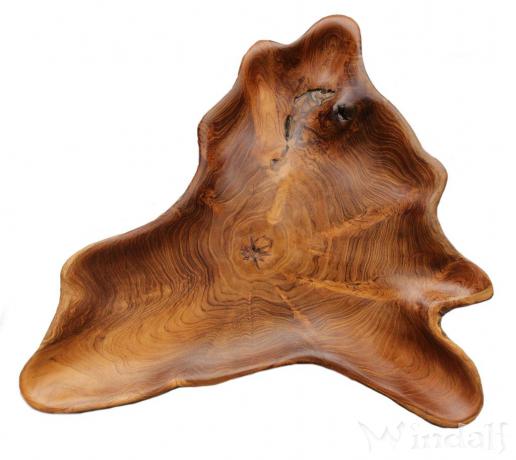 WINDALF Große Holz Servierplatte LIZA 43 cm Buffetplatte Holzschale Serviertablett Handarbeit aus Wurzelholz - Windalf.de