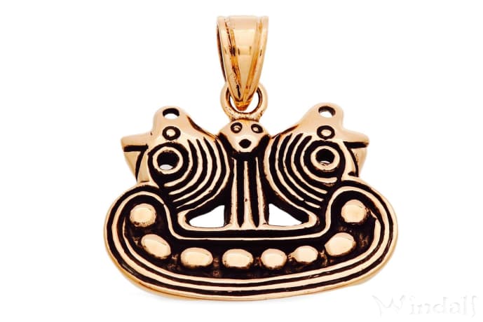 WINDALF Wikinger Schmuck Anhänger ODINS RABEN 2.8 cm Bronze - Windalf.de