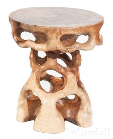 WINDALF Holz-Hocker SORAJA 44 cm Rustikaler Holzstuhl Beistelltisch Handarbeit aus Holz - Windalf.de