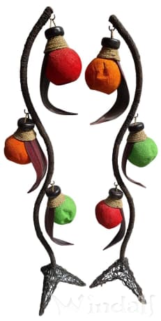 2er Stehlampen Set mit 3 Schirmen ~ RAYA ~ 150 cm - Ohne Fassung - Bunt - Windalf.de