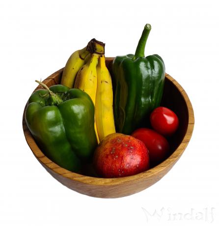 WINDALF Natur Suppen Holzschale SANJA Ø 18 cm Obstschale Schlüsselschale Handarbeit aus Teakholz - Windalf.de