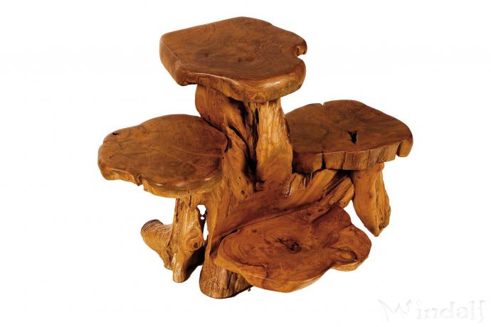 WINDALF Kleine Blumenbank MARIKA 73 cm Mit 4 Ablagen Nordisches Holzregal Handarbeit aus Teak-Wurzelholz WINDALF Kleine Blumenbank MARIKA 73 cm Mit 4 Ablagen Nordisches Holzregal Handarbeit aus Teak-Wurzelholz - Windalf.de