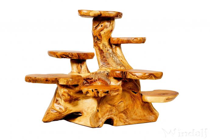 WINDALF Natur Blumenbank mit Drache AGHEEL 95 cm Mit 7 Ablagen Pflanzen Holzregal Handarbeit aus Teak-Wurzelholz WINDALF Natur Blumenbank mit Drache AGHEEL 95 cm Mit 7 Ablagen Pflanzen Holzregal Handarbeit aus Teak-Wurzelholz - Windalf.de