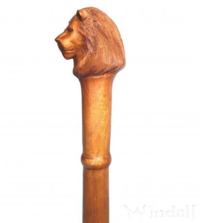 WINDALF Kraft Löwenstab Der LÖWE von MORNE 130 cm Druiden Magierstab Spazierstock Handarbeit aus Holz - Windalf.de