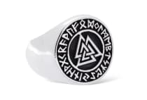 WINDALF Vikings Runenring VALKNUT 17 mm Wotansknoten mit Runen Siegelring Silber WINDALF Vikings Runenring VALKNUT 17 mm Wotansknoten mit Runen Siegelring Silber - Windalf.de
