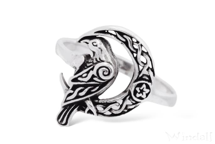 WINDALF Wikinger Ring MOON 15 mm Keltische Knoten Odins Rabe Silber - Windalf.de