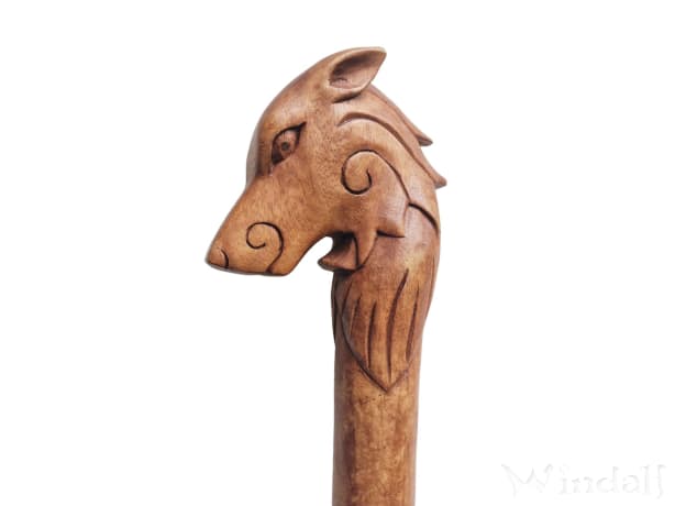 WINDALF Wikinger Drachen Wanderstab ORM 180 cm Dragon Handarbeit aus Holz - Windalf.de