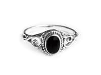 WINDALF Damen Ring MARA 10 mm Onyx Schmuck Spiralmuster Silber - Windalf.de