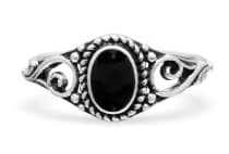 WINDALF Damen Ring MARA 10 mm Onyx Schmuck Spiralmuster Silber - Windalf.de