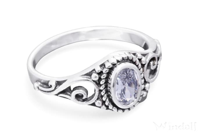 WINDALF Damen Ring MARA 10 mm Bohemia Schmuck Wei&szlig;er Kristall Silber - Windalf.de